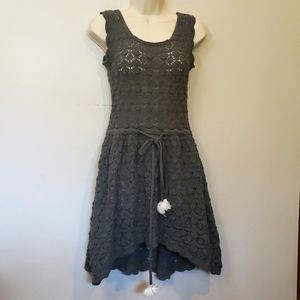 Alexander Mcqueen Gray Crochet Knit Dress
